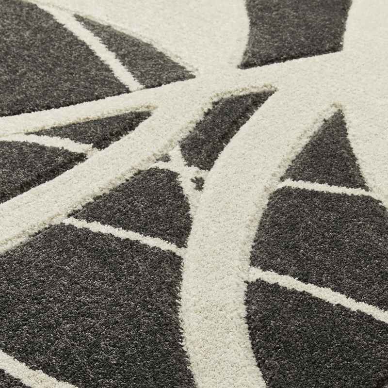 Portland 57 E Abstract Carved Rugs in Charcoal Cream