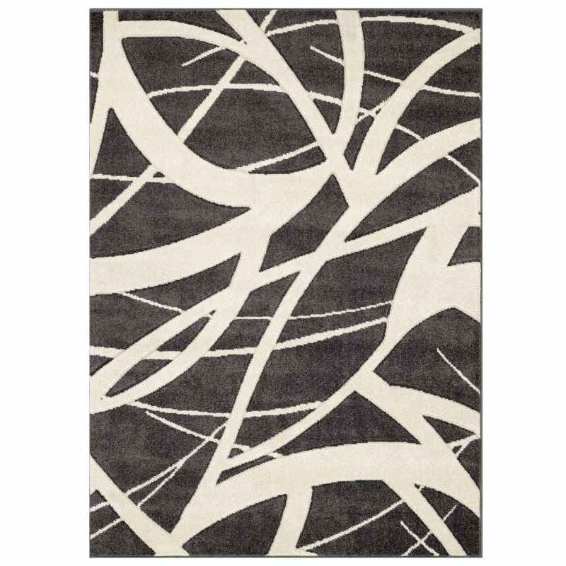 Portland 57 E Abstract Carved Rugs in Charcoal Cream