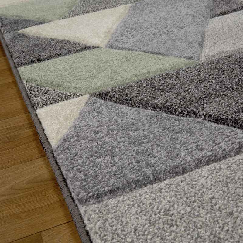Portland 670 V Geometric Rugs in Green Grey Cream