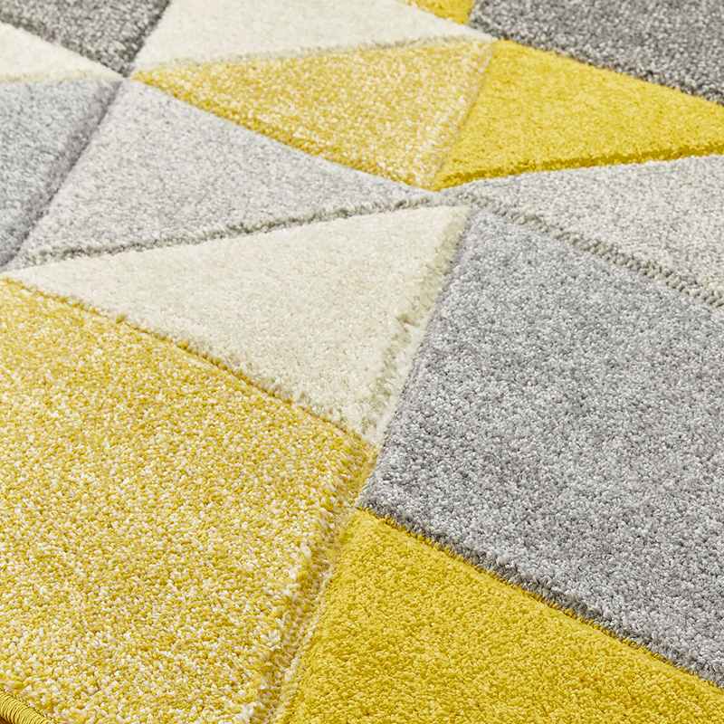 Portland 670 J Geometric Rugs in Yellow Grey Cream