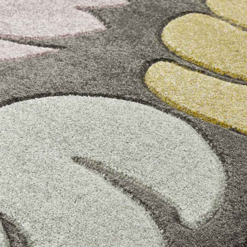 Portland 7155 D Carved Leaf Rugs in Grey Multi