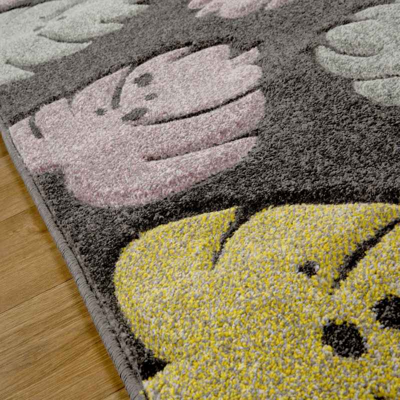 Portland 7155 D Carved Leaf Rugs in Grey Multi
