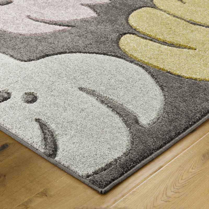 Portland 7155 D Carved Leaf Rugs in Grey Multi
