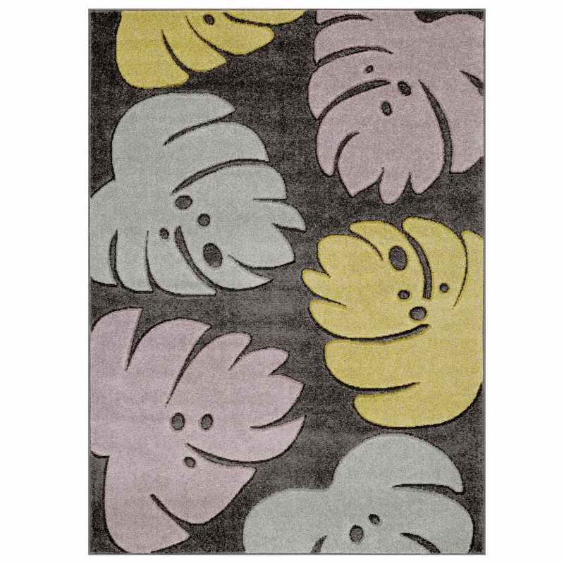 Portland 7155 D Carved Leaf Rugs in Grey Multi
