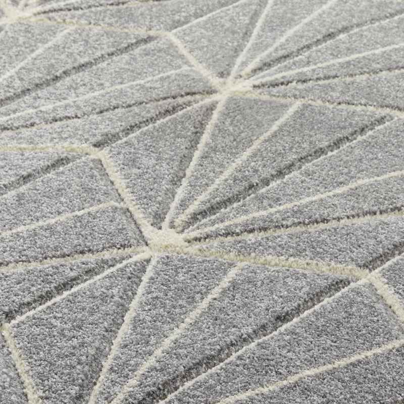 Portland 750 N Geometric Carved Rugs in Grey Cream