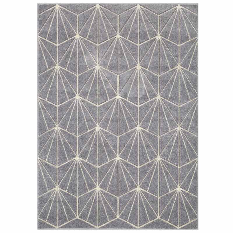 Portland 750 N Geometric Carved Rugs in Grey Cream