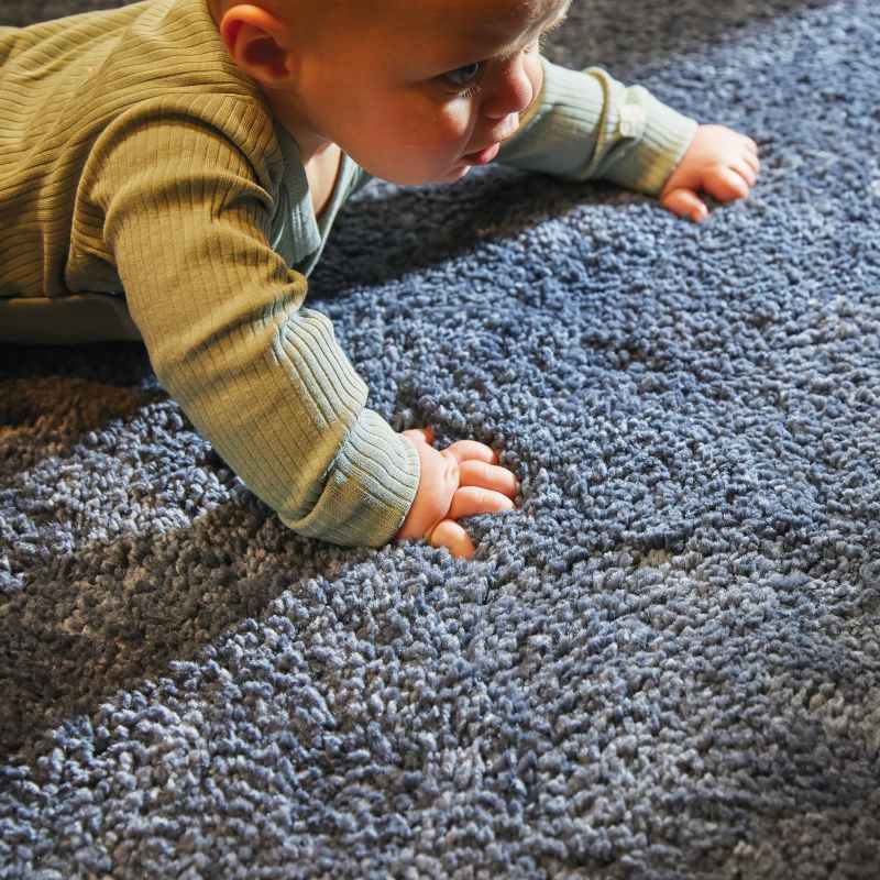 Luxe Tapi Premium Washable Runner Rug in Smoke Blue