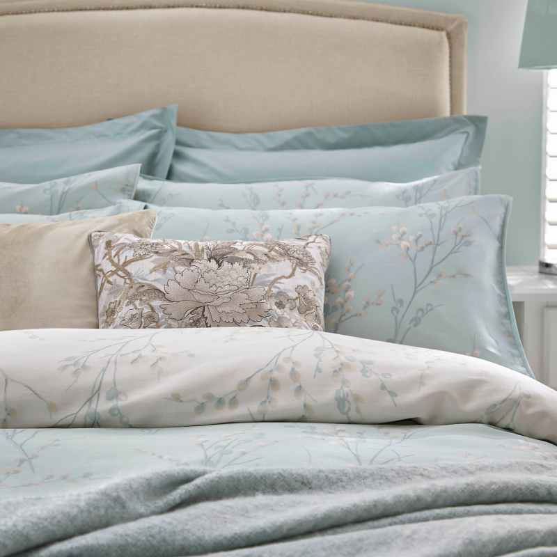 Pussy Willow Cotton Bedding Set by Laura Ashley in Duckegg Blue