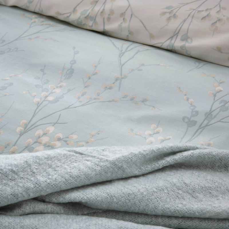 Pussy Willow Cotton Bedding Set by Laura Ashley in Duckegg Blue