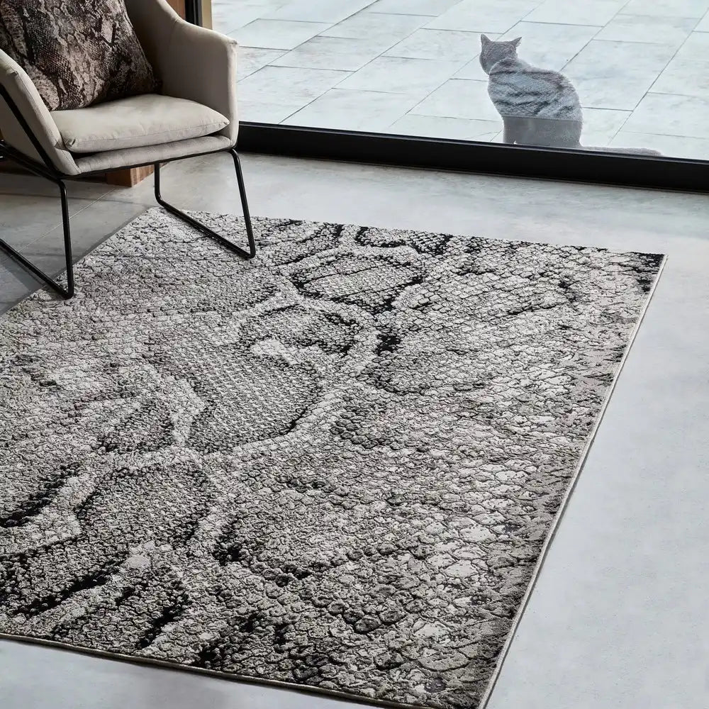 Asiatic quantum qu03 snake Grey Living Room Geometric Rug.