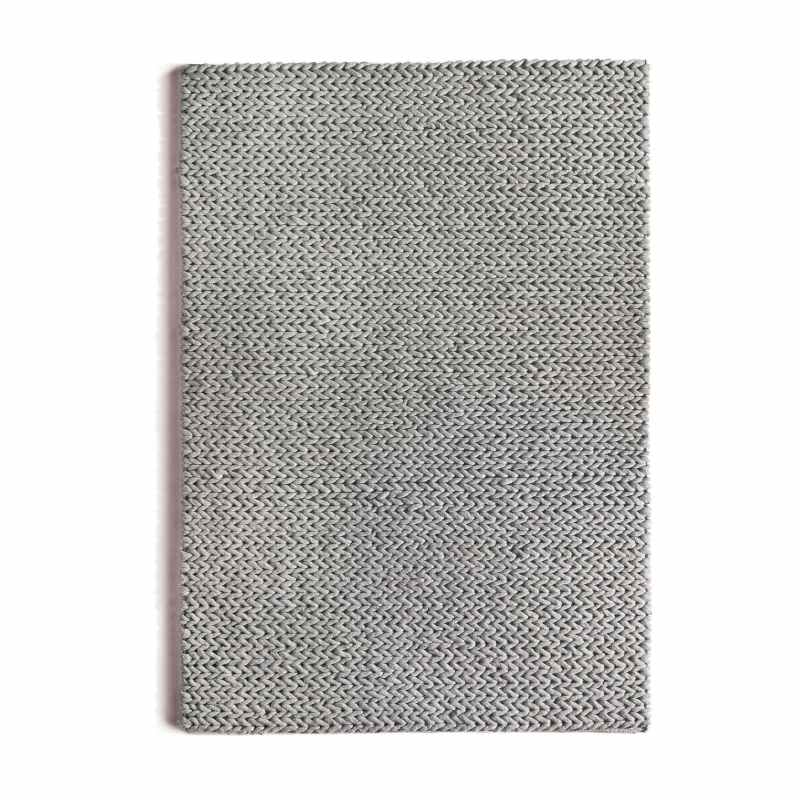 Fusion Plain Modern Chunky Knit Wool Rugs in Dove Grey