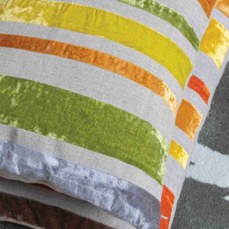 Reilly Striped Cushion by William Yeoward in Spice Orange
