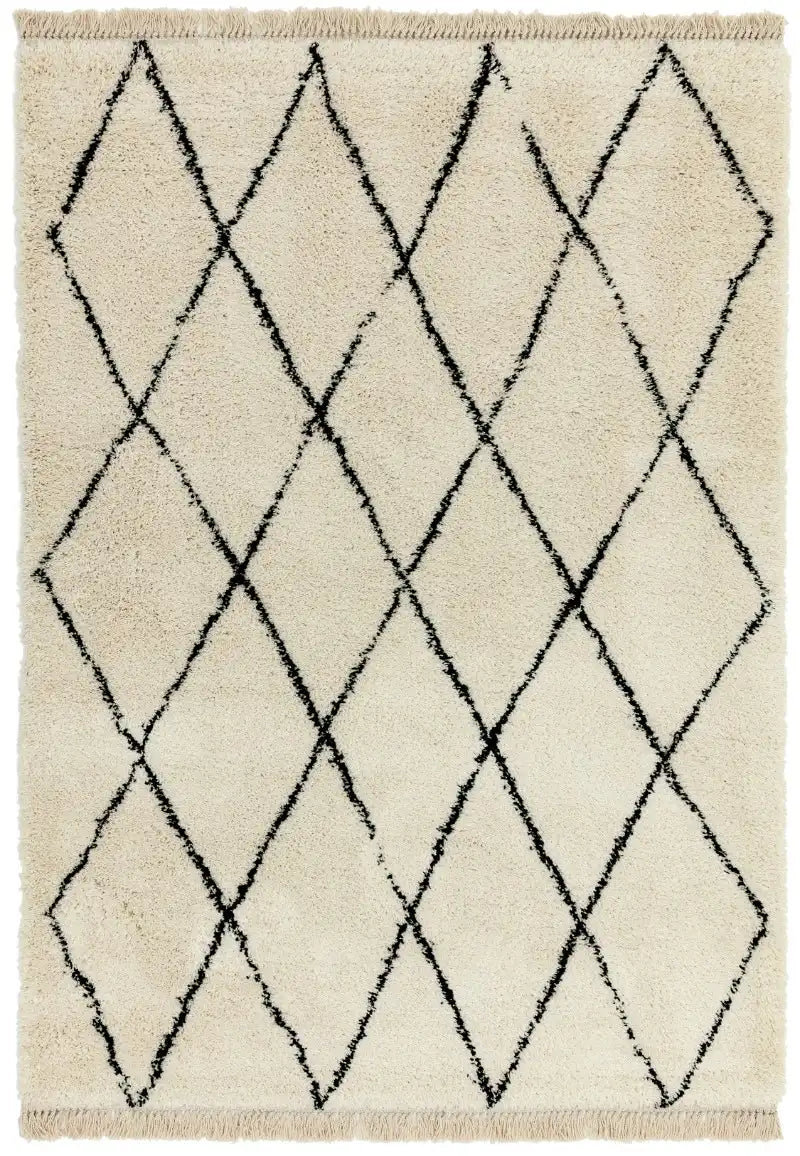 Asiatic rocco rc08 cream Ivory, Cream Living Room Geometric Rug.