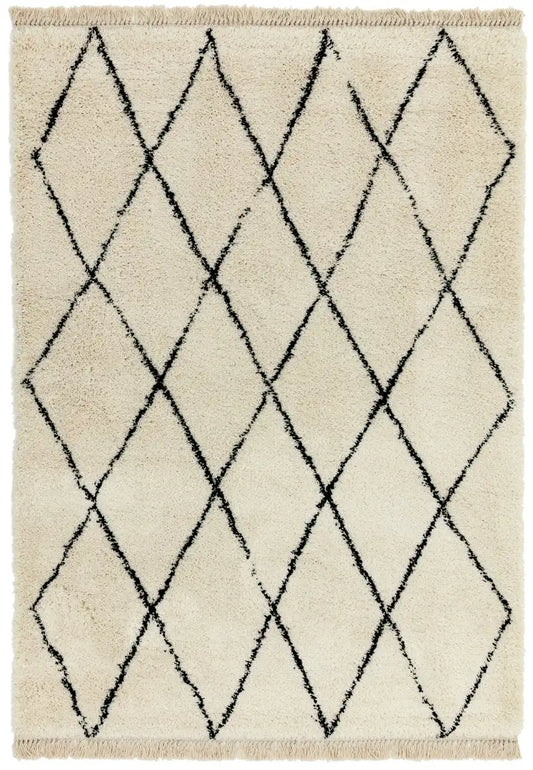 Asiatic rocco rc08 cream Ivory, Cream Living Room Geometric Rug.