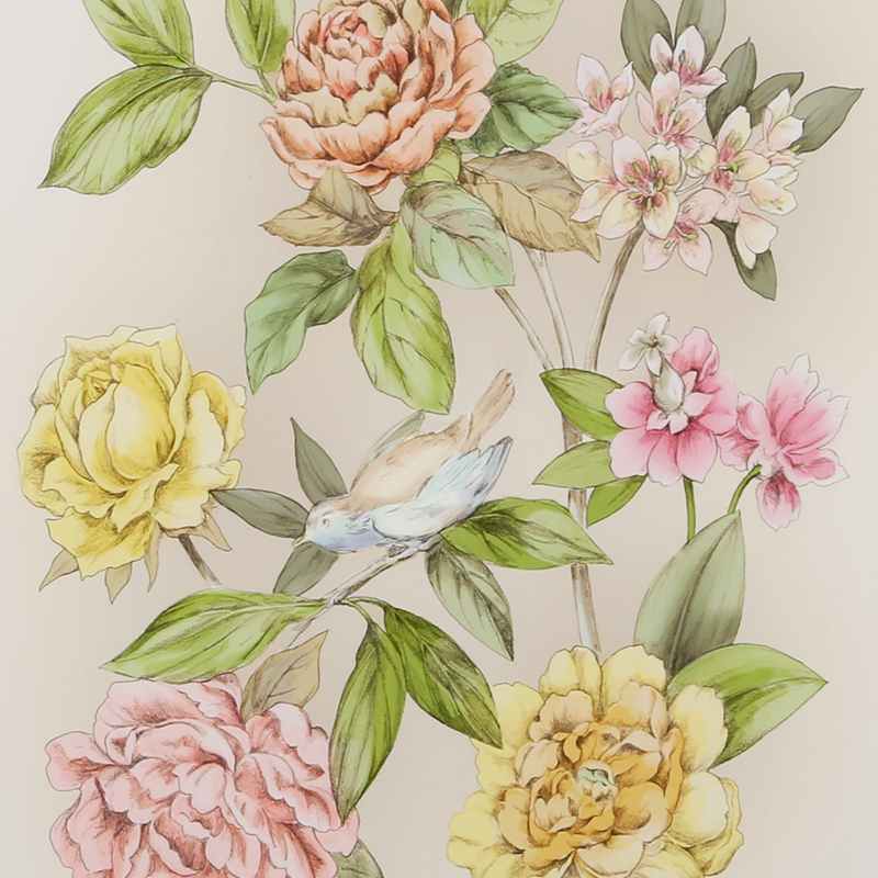 Roisin Framed Floral Print 115770 by Laura Ashley in Natural