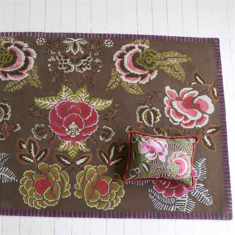 Rose De Damas Embroidered Cushion by Designers Guild in Cranberry