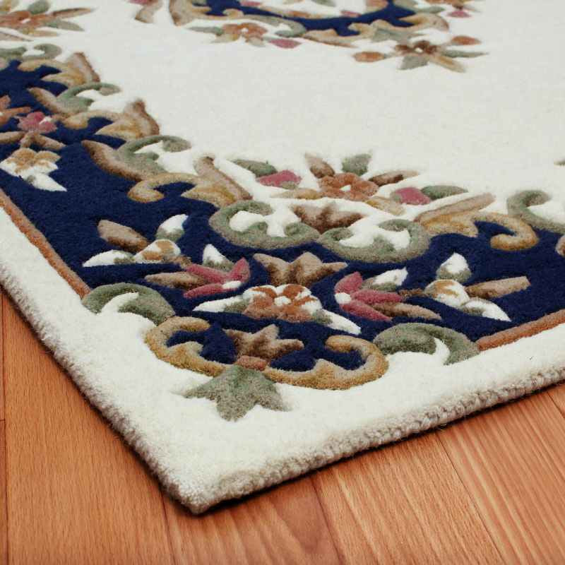 Royal Aubusson Traditional Wool rugs in Cream Blue