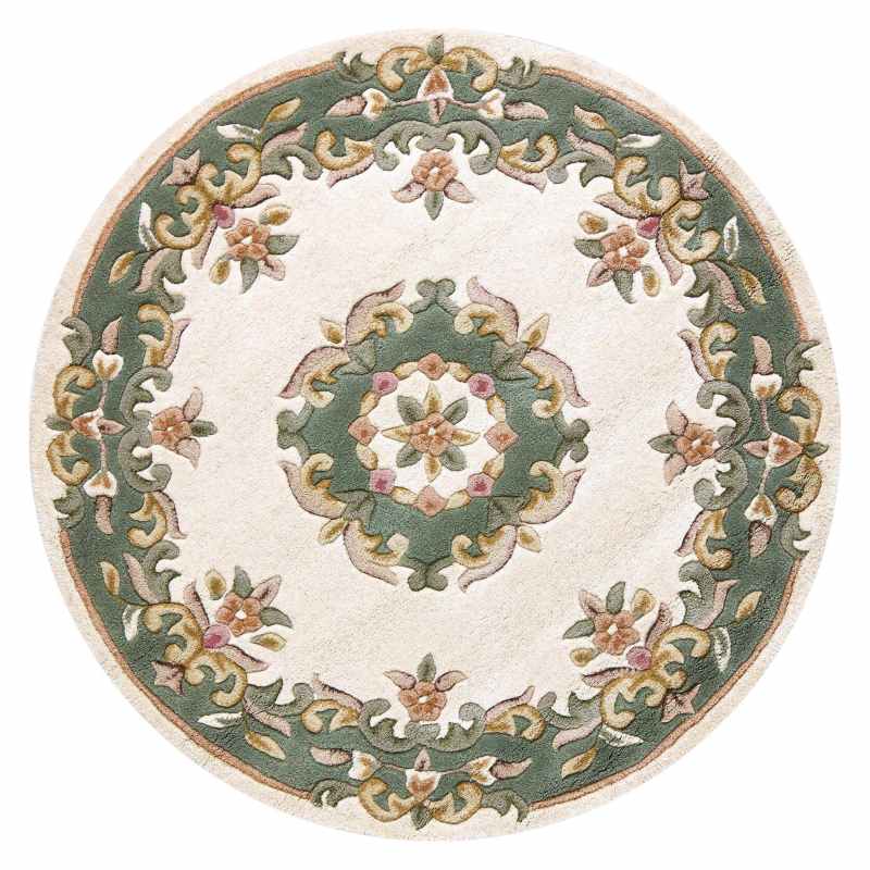 Royal Aubusson Circular rugs in Green Cream