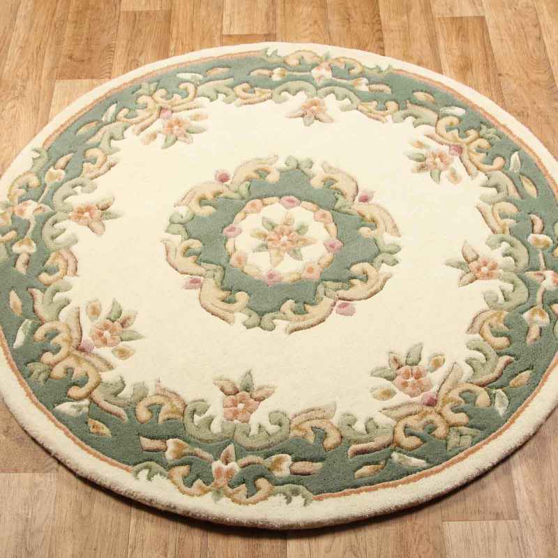 Royal Aubusson Circular rugs in Green Cream