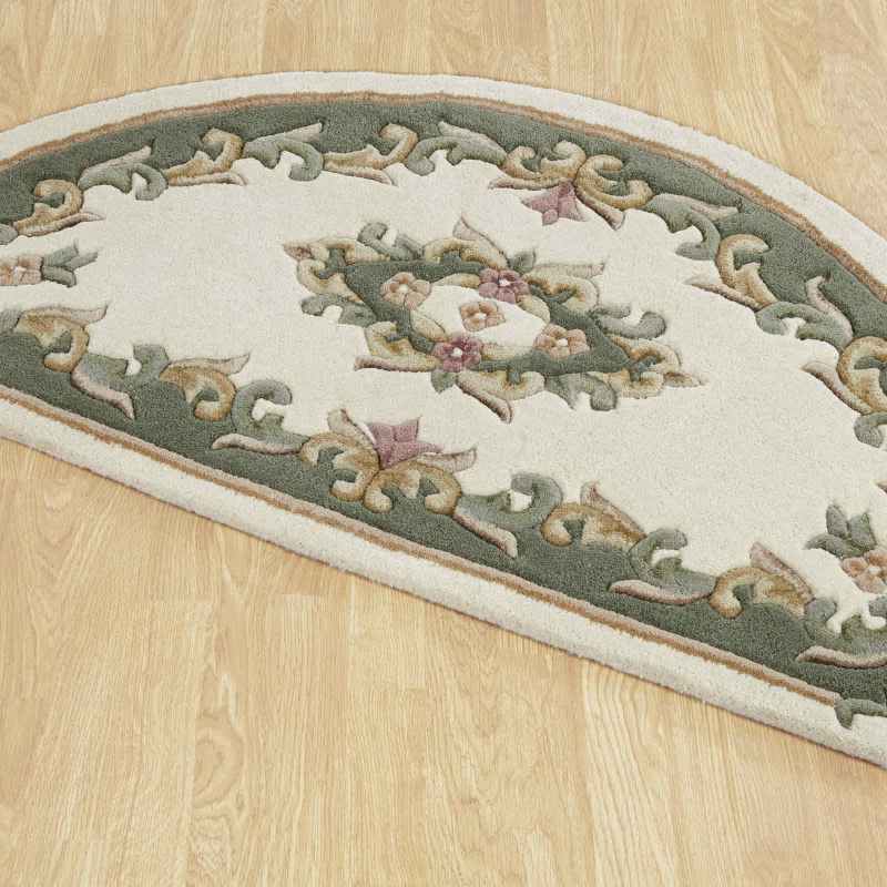 Royal Aubusson Half Moon rugs in Green Cream