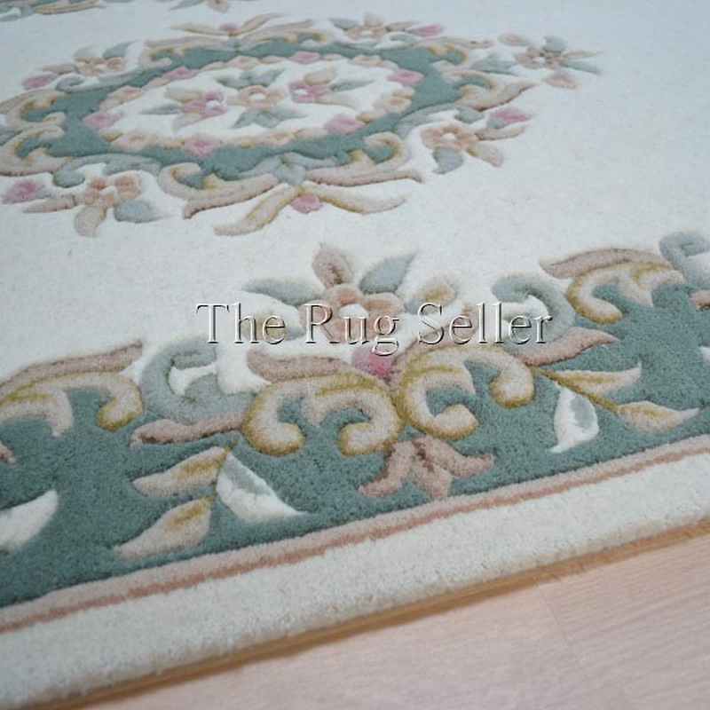 Royal Aubusson Runner rugs in Green Cream