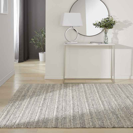 Savannah Textured Wool Woven Rugs in Grey