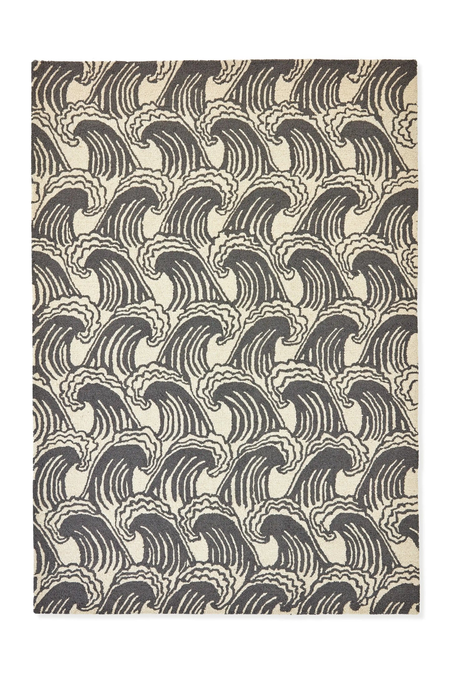 Scion scion screen printed ride the wave liquorice 125605 Grey Living Room Geometric Rug.