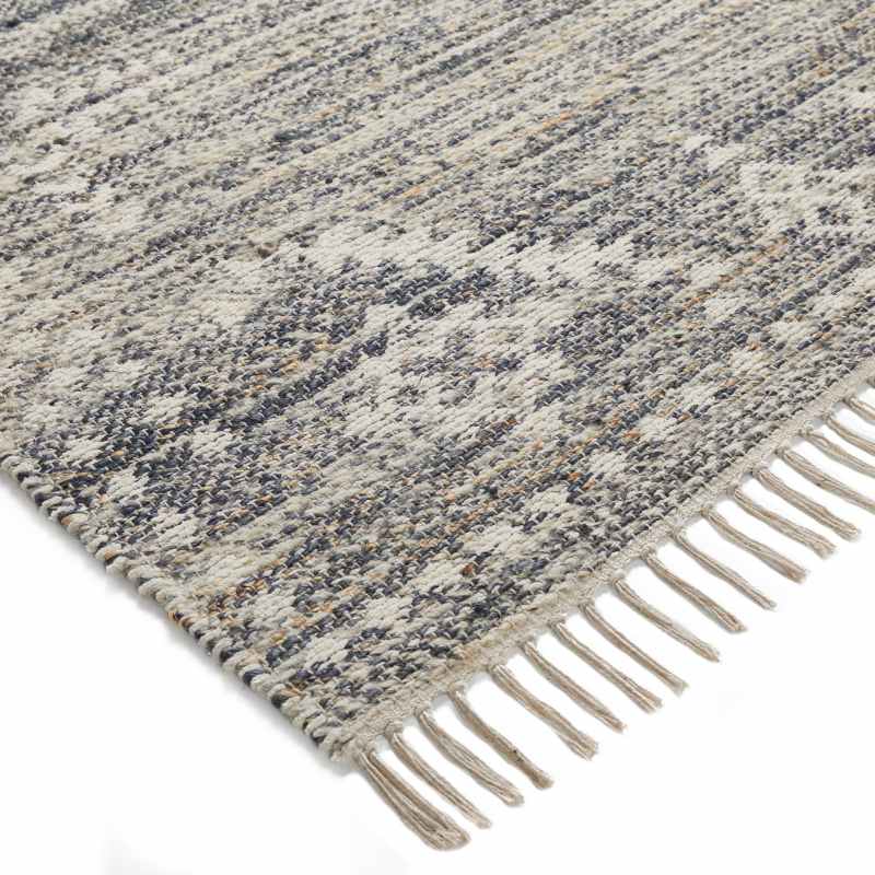 Serenity Traditional Medallion Jute Wool Rugs in Charcoal Grey