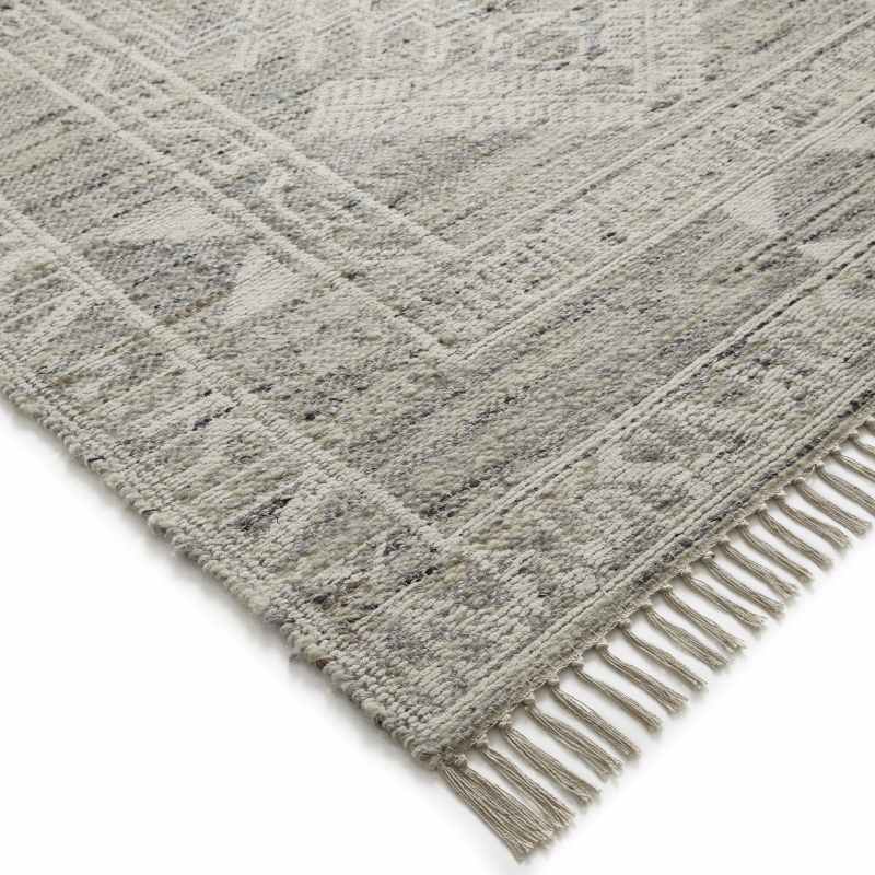 Serenity Traditional Medallion Jute Wool Rugs in Grey