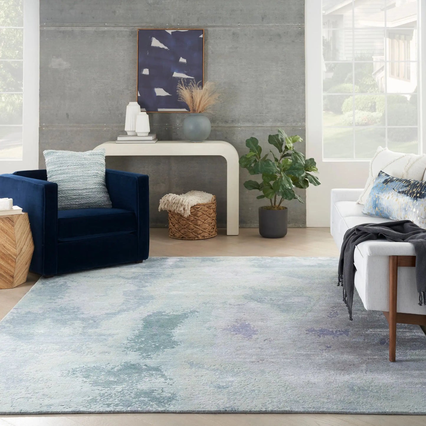 Silk Shadows SHA22 Blue Green Rug RS