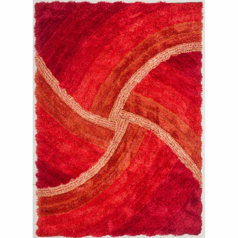 Stella 3D Shaggy Abstract Modern Rugs in Terracotta Orange