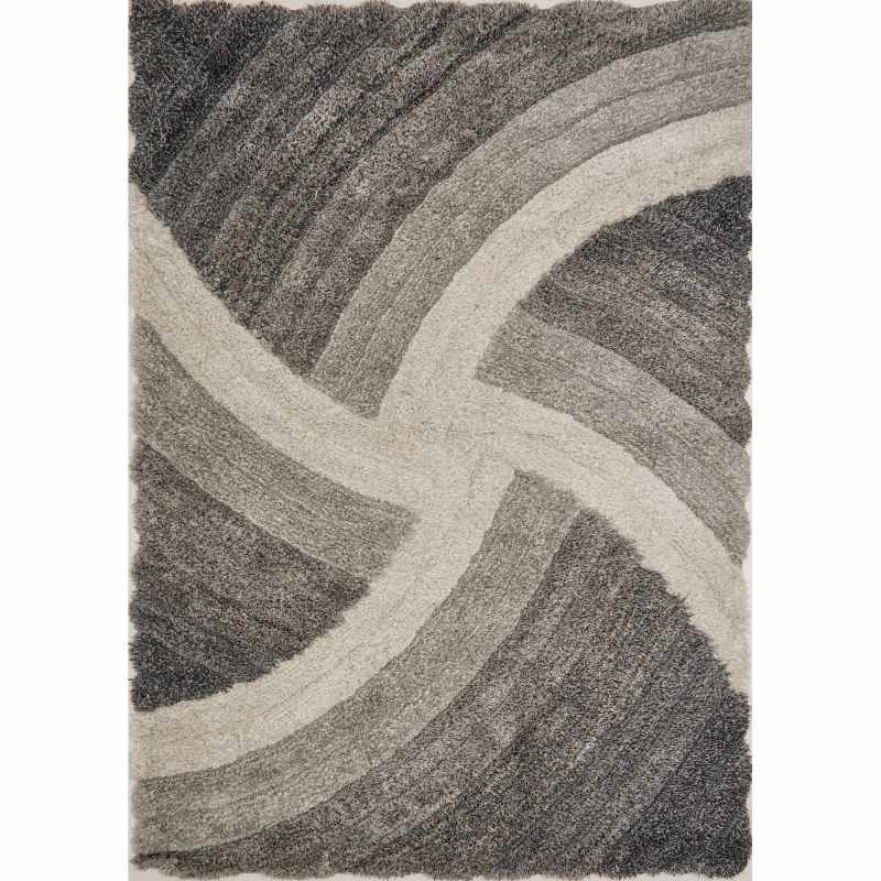 Stella 3D Shaggy Abstract Modern Rugs in Grey