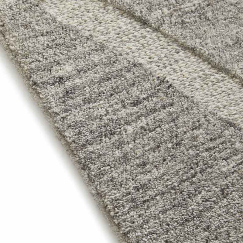 Stellar Arrow Geometric Wool Textured Rugs in Natural Grey