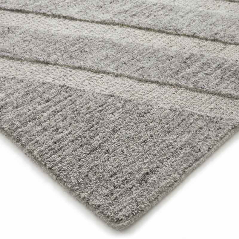 Stellar Arrow Geometric Wool Textured Rugs in Natural Grey