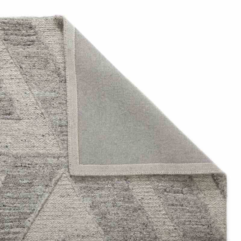 Stellar Arrow Geometric Wool Textured Rugs in Natural Grey