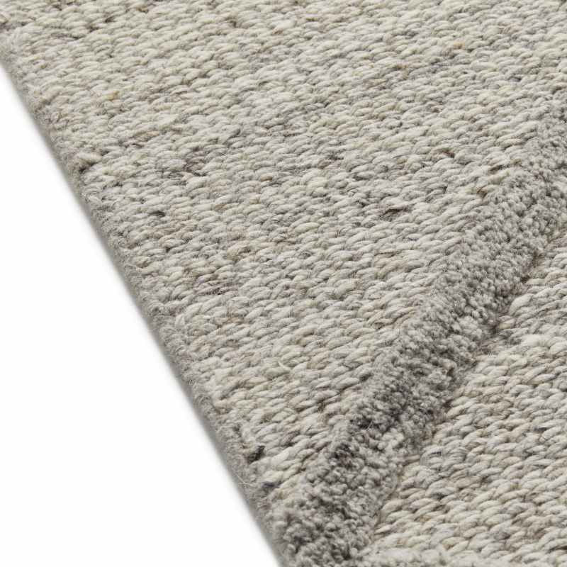 Stellar Checker Geometric Wool Textured Rugs in Grey