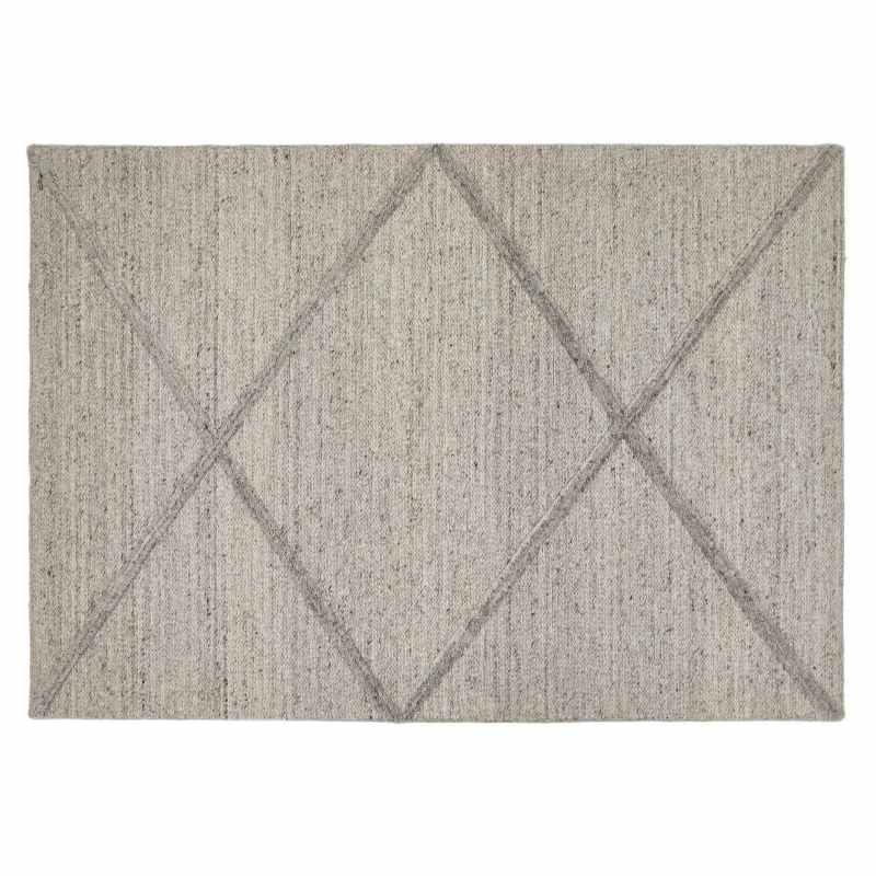 Stellar Checker Geometric Wool Textured Rugs in Grey