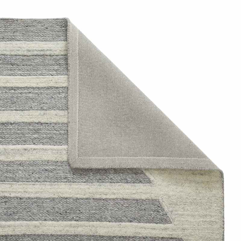 Stellar Ladder Geometric Wool Textured Rugs in Natural Grey
