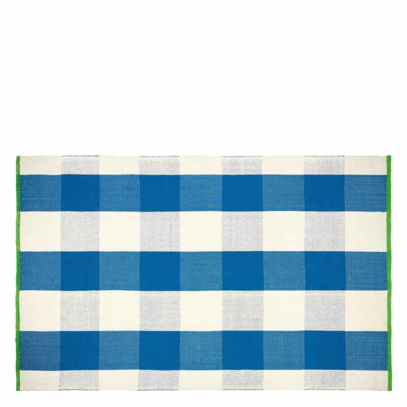 Saliya Check Indoor Outdoor Rug by Designers Guild in Cobalt Blue