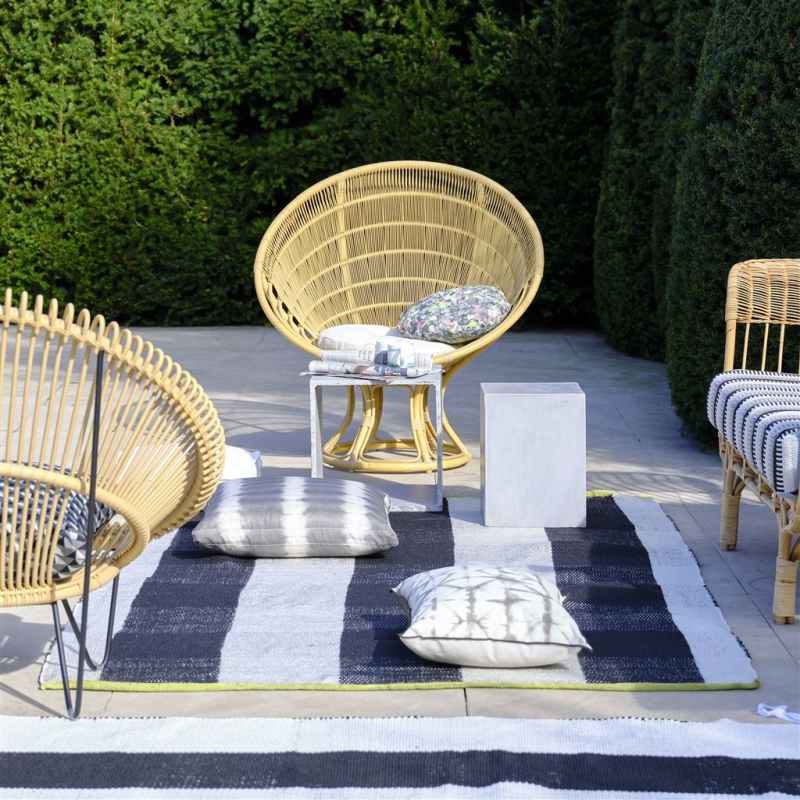 Saliya Check Indoor Outdoor Rug by Designers Guild in Noir Black