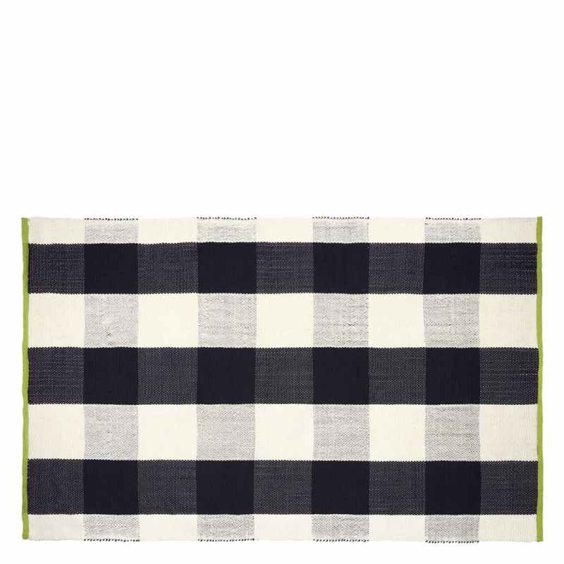 Saliya Check Indoor Outdoor Rug by Designers Guild in Noir Black