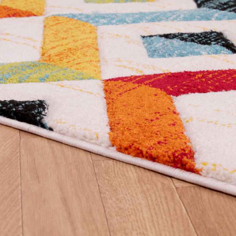 Spectra Sarasota Carved Geometric Modern Runner Rugs in Multi