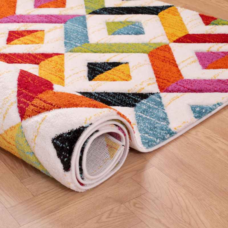 Spectra Sarasota Carved Geometric Modern Runner Rugs in Multi