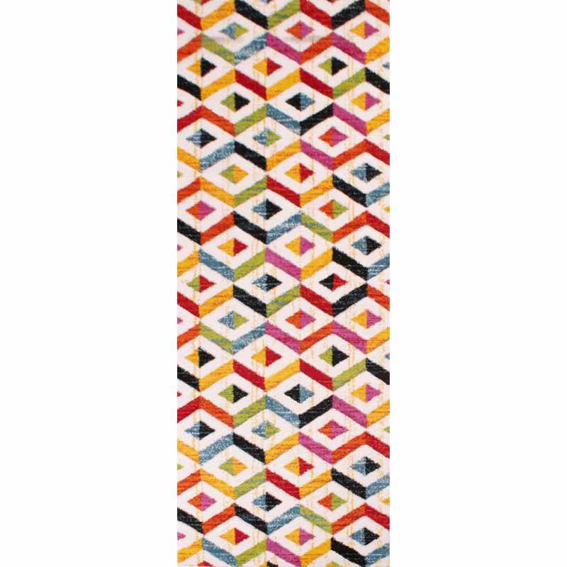 Spectra Sarasota Carved Geometric Modern Runner Rugs in Multi