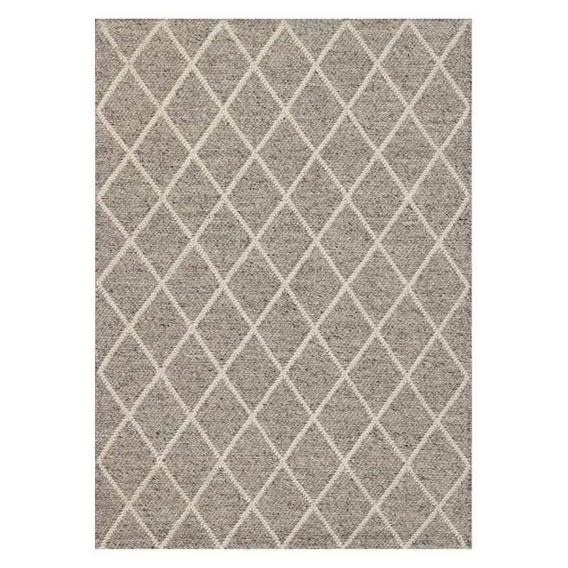 Savannah Trellis Wool Rug in Grey