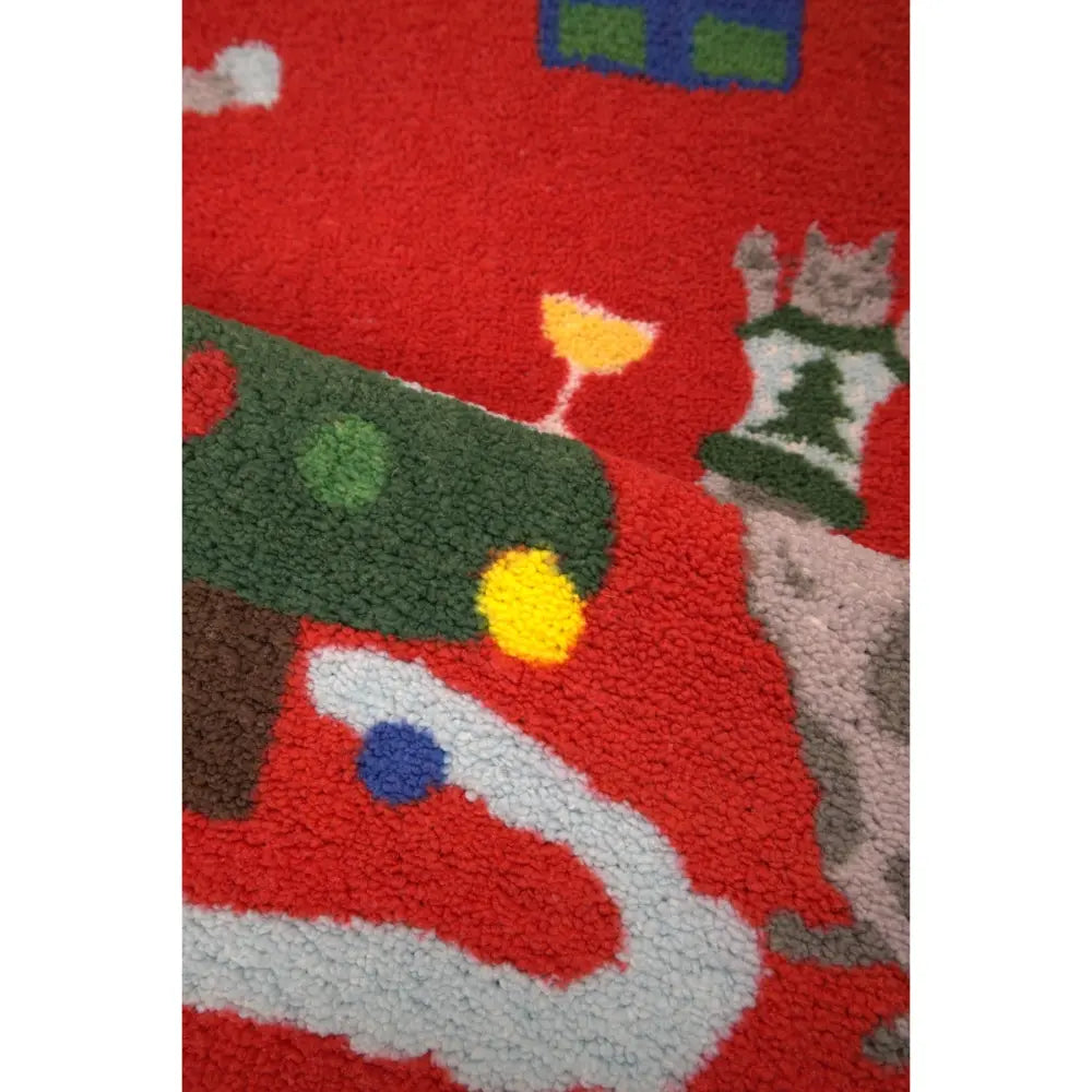 Seasonal Runners Multi Cats Red Washable RS