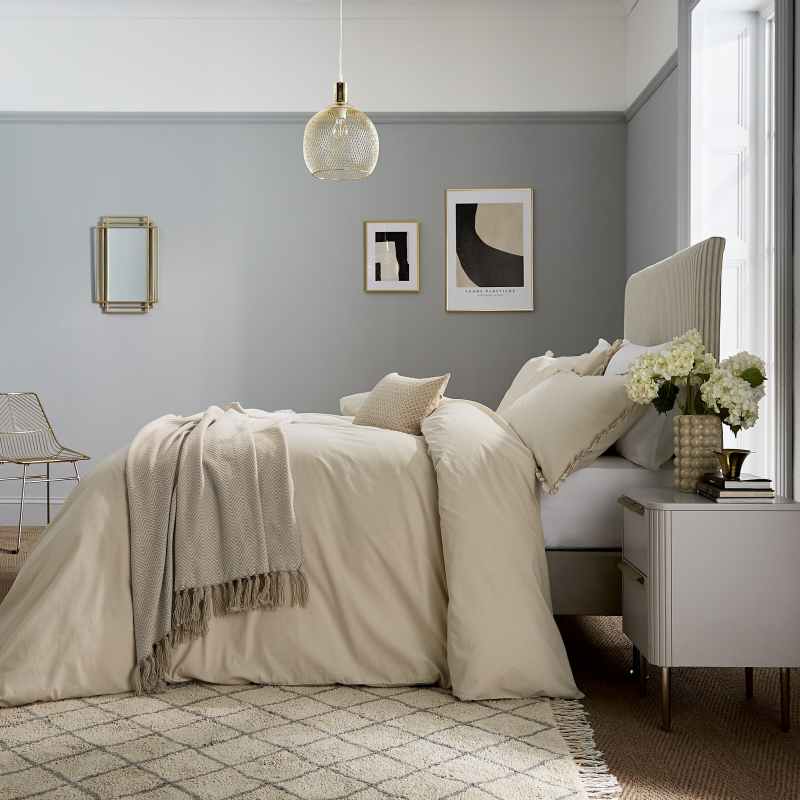 Serenity Herringbone Woven Throw by Katie Piper in Linen