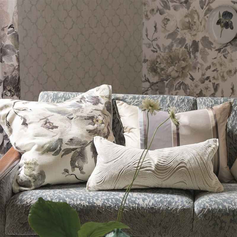 Shanghai Garden Floral Ecru Linen Cushion