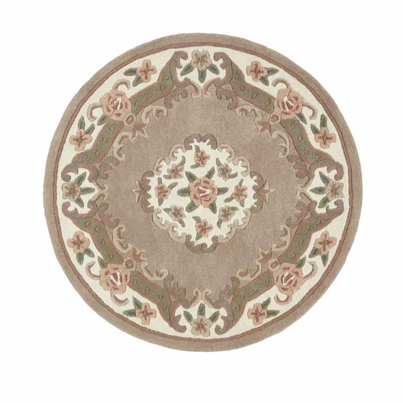 Shensi Traditional Circular Rugs in Beige