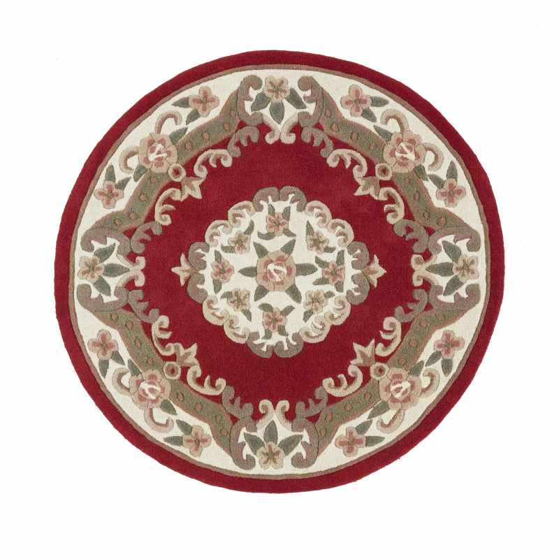 Shensi Traditional Circular Rugs in Wine